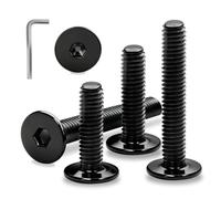 Ezitruz M6 Bolt Flat Head Furniture Bolts M6x45 mm, 12 Pcs 304 Stainless Steel Hex Socket Screws Black Fully Threaded Machine Screw Allen Hex Drive for Home Furniture Repair