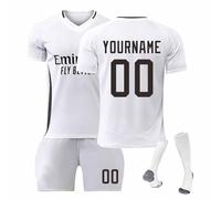 EZJOBLA Kids Football Kit, 24/25 Home/Away Kits for Kids and Adult Personalised Kit with Number and Name Football Fans Birthday Gifts Boys' Football Training Shirts Shorts and Socks White