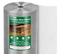 Ezkamfort Chicken Wire Fencing-0.9Mx30M,Holes 0.6mm Galvanized Welded Chicken Wire Mesh Roll Aviary Fence Wire Hot-Dipped Mesh Fencing Hardware Cloth Coop Rabbit Snake Animal Enclosure