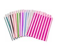 ezkart | 5"x7" | Pack of 1000 Assorted colored striped paper bags Ideal for multiple occasions. Quality paper sweet bags (Mixed, 5x7-1000 Bags)