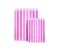 ezkart Assorted Striped Candy Bags - Perfect for Wedding Cakes, Kids Parties, Popcorn & Sweet Treats (Pink, 100 Bags)