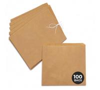 ezkart Pack of 100 - Versatile Brown Paper Bags Assorted Sizes for Groceries, Vegetables, Bread, & Fruits- Ideal as Sandwich, Cake, Paper Food Bags, Pick and mix bags Sweet Bags (100, 7x7 Inch)
