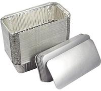 ezkart |Pack of 50| Strong Quality Aluminium Disposable Reusable Foil Food Containers with Lids is a Versatile and Convenient Solution for Storing and Serving Food (50 Pk, 14.5x12.5x4.5 cm)