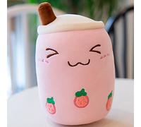 EZLAM 24-70cm Plush Tea Cup Toy Bubble Tea Pillow Cushion Cute Fruit Drink Plush Stuffed Soft Apple Pink Strawberry Milk Tea Kids Gift 70cm Strawberry