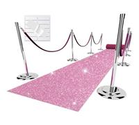 EZLucky Glitter Pink Carpet Runner for Party, 2.46X15 ft, 200 GSM Glitter Non-Woven Fabric, Hollywood Red Carpet for Event, Aisle Runner for Wedding Ceremony, Movie Theme Party Decorations, EZ-GP-15