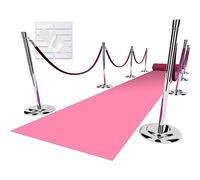 EZLucky Pink Carpet Runner for Party, 2.6X15ft, 130GSM Felt Non-Woven with Double-Sided No Traces Adhesive Sticke, Aisle Runner for Wedding, Movie Theme Party Decos, Pink Runway Rug for Prom