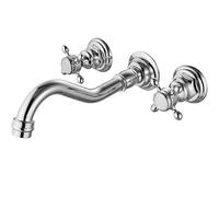 EZLUIYLDH Polish Chrome Bathroom Sink Faucet Wall Mount Widespread 3 Holes 2 Cross Knobs Brass Lavatory Basin Mixer Tap Mixing Spout Double Handles Commercial