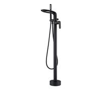 EZLUIYLDH standing Bath Tap Waterfall Bathroom Mixer Tap Bathtub Tap Handheld Shower Head Floor Mounted Brass Black (Black-A)