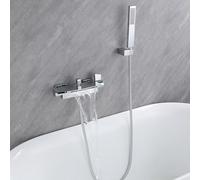 EZLUIYLDH Wall Mounted Bath Taps Waterfall Wall Tap for Bathub with Wide Spout Brass Anti-Rust (Chrome)