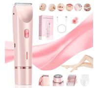 Ezme Razor for Women, The Trimmie 2.0 by Ezme, Replaceable Lady Facial Razor, Wet/Dry 2 in 1 Women Electric Shaver Dual Head Bikini Trimmer, Waterproof Wet & Dry Use for Body Hairs (Pink)