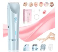 Ezme Razor for Women, The Trimmie 2.0 by Ezme, Replaceable Lady Facial Razor, Wet/Dry 2 in 1 Women Electric Shaver Dual Head Bikini Trimmer, Waterproof Wet & Dry Use for Body Hairs (Blue)