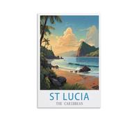 EZMLFA 5D Diamond Art Kits for Beginner,St Lucia The Caribbeans Kits for Adults and Kids, Full Drill Round Rhinestone Paint with Diamonds,DIY 5D Diamond Art 40x50cm