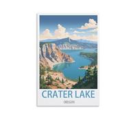 EZMLFA DIY Frameless Paint by Number Kits Crater Lake Oregon with Brush and Acrylic Paint Kits Theme Digital Home Wall Artwork 20x30cm