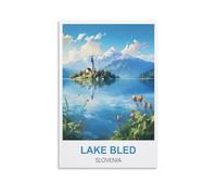 EZMLFA DIY Frameless Paint by Number Kits Lake Bled Slovenia Paint by Numbers for Kids & Adults & Beginner, DIY Canvas Painting Gift Kits 50x60cm