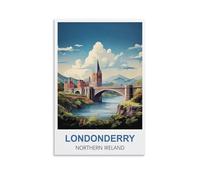 EZMLFA DIY Frameless Paint by Number Kits Londonderry Northern Ireland Paint by Numbers for Kids & Adults & Beginner, DIY Canvas Painting Gift Kits 30x40cm