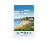 EZMLFA DIY Oil Painting Kits for Adults Kids Filey Beach Yorkshire Paint by Number Kit On Canvas for Adults New Painters's Gift DIY Gifts 30x40cm