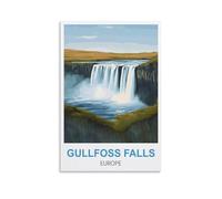 EZMLFA DIY Oil Painting Kits for Adults Kids,Gullfoss Falls Europe Beginner to Advanced Number Painting Kit-Kits Include Acrylic Paints,Brushes 30x40cm