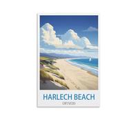 EZMLFA DIY Oil Painting Kits for Adults Kids Harlech Beach Gwynedds Beginner to Advanced Number Painting Kit-Kits Include Acrylic Paints,Brushes 20x30cm