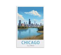 EZMLFA DIY Oil Painting Paint by Number Kit,Chicago Illinoiss Acrylic Watercolor Paint by Number for Kids Gift Decor 50x60cm