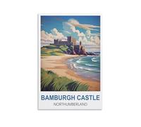 EZMLFA DIY Paint by Numbers for Adults Beginner Bamburgh Castle Northumberland Paint by Numbers Oil Painting Canvas Print Wall Art Home Decoration 20x30cm