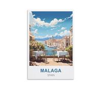 EZMLFA DIY Paint by Numbers for Adults Beginner Malaga Spain Paint by Numbers Oil Painting Canvas Print Wall Art Home Decoration 40x50cm