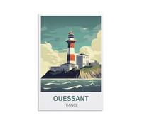 EZMLFA DIY Paint by Numbers for Adults Beginner Ouessant France Lighthouse Paint by Numbers Oil Painting Canvas Print Wall Art Home Decoration 40x50cm