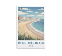 EZMLFA DIY Paint by Numbers for Adults Beginner，Whitstable Beach Kent Posters DIY Oil Painting Paint by Number Kits Linen Canvas Wall Art House Decor 20x30cm