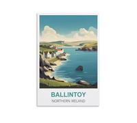 EZMLFA DIY Paint by Numbers for Adults Canvas Ballintoy Northern Ireland Exquisite Oil Painting by Numbers Kits for Beginners 30x40cm