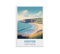 EZMLFA DIY Paint by Numbers for Adults Canvas Croyde North Devon Exquisite Oil Painting by Numbers Kits for Beginners 30x40cm