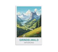 EZMLFA DIY Paint by Numbers for Adults Canvas Grindelwald Switzerland Exquisite Oil Painting by Numbers Kits for Beginners 50x60cm