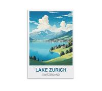 EZMLFA DIY Paint by Numbers for Adults Canvas Lake Zurich Switzerland Exquisite Oil Painting by Numbers Kits for Beginners 20x30cm