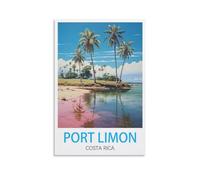 EZMLFA DIY Painting by Number Kits，Port Limon Costa Rica DIY Acrylic Painting by Numbers Kits with Brushes Acrylic Pigment Home 30x40cm