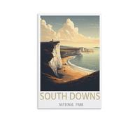 EZMLFA DIY Painting by Number Kits South Downs National Park DIY Acrylic Painting by Numbers Kits with Brushes Acrylic Pigment Home 20x30cm