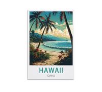 EZMLFA Easy Paint by Numbers for Adults Beginners,Hawaii Oahu Without Frame with Brushes and Acrylic Pigment Paint by Numbers Canvas Arts Crafts 50x60cm