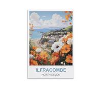 EZMLFA Easy Paint by Numbers for Adults Beginners Ilfracombe North Devon Without Frame with Brushes and Acrylic Pigment Paint by Numbers Canvas Arts Crafts 20x30cm
