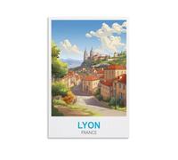 EZMLFA Easy Paint by Numbers for Adults Beginners Lyon France Without Frame with Brushes and Acrylic Pigment Paint by Numbers Canvas Arts Crafts 30x40cm