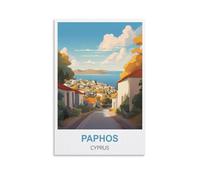 EZMLFA Easy Paint by Numbers for Adults Beginners，Paphos Cyprus Posters Without Frame with Brushes and Acrylic Pigment Paint by Numbers Canvas Arts Crafts 20x30cm
