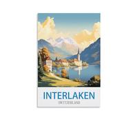 EZMLFA Paint by Number DIY Oil Painting Interlaken Switzerland Landscape Kit for Adults Beginner DIY Oil Painting 50x60cm