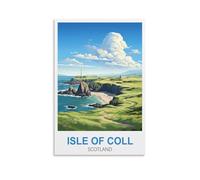 EZMLFA Paint by Number for Adults on Canvas Isle of Coll Scotland DIY Oil Painting, Pictures Drawing Paintwork with Paintbrushes Decoration Gift 20x30cm