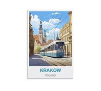 EZMLFA Paint by Number for Adults on Canvas Krakow Poland DIY Oil Painting, Pictures Drawing Paintwork with Paintbrushes Decoration Gift 20x30cm