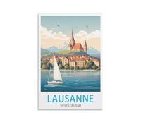 EZMLFA Paint by Number for Adults on Canvas Lausanne Switzerland DIY Oil Painting, Pictures Drawing Paintwork with Paintbrushes Decoration Gift 30x40cm