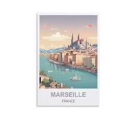 EZMLFA Paint by Number for Adults on Canvas Marseille France DIY Oil Painting, Pictures Drawing Paintwork with Paintbrushes Decoration Gift 40x50cm