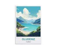 EZMLFA Paint by Number for Adults on Canvas，Oludeniz Turkeys Posters DIY Oil Painting, Pictures Drawing Paintwork with Paintbrushes Decoration Gift 50x60cm