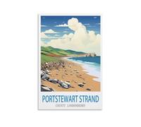 EZMLFA Paint by Number for Adults on Canvas Portstewart Strand County Londonderrys DIY Oil Painting, Pictures Drawing Paintwork with Paintbrushes Decoration Gift 50x60cm