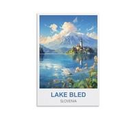 EZMLFA Paint by Numbers Adults Children Lake Bled Slovenia DIY Oil Painting, Christmas Gifts, Without Frame, Wall Art, Main Decoration 20x30cm
