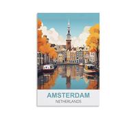 EZMLFA Paint by Numbers for Adults and Children Amsterdam Netherlands DIY Acrylic Painting by Numbers for Children & Adults & Beginners 20x30cm