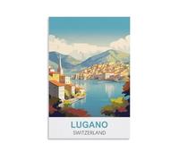 EZMLFA Paint by Numbers for Adults and Children Lugano Switzerland DIY Acrylic Painting by Numbers for Children & Adults & Beginners 40x50cm