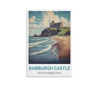 EZMLFA Paint by Numbers for Adults Bamburgh Castle Northumberland Craft Art Painting DIY Kit Rolled Canvas Without Frame 20x30cm