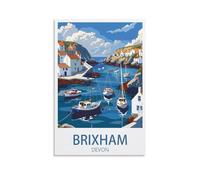 EZMLFA Paint by Numbers for Adults，Brixham Devon Coast Craft Art Painting DIY Kit Rolled Canvas Without Frame 30x40cm
