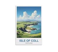 EZMLFA Paint by Numbers for Adults Isle of Coll Scotlands Craft Art Painting DIY Kit Rolled Canvas Without Frame 30x40cm